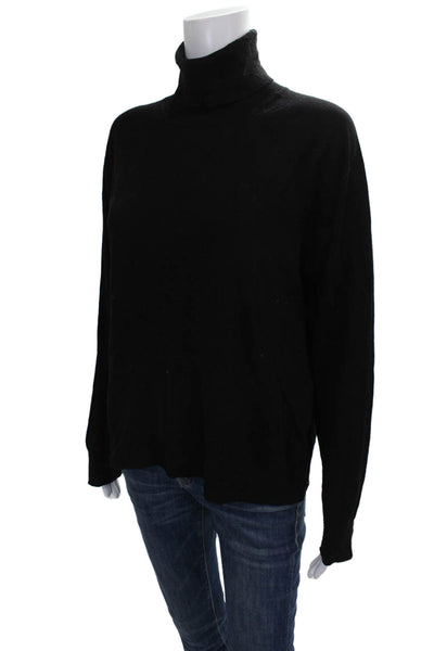 MNG Womens Pullover Sweater Turtleneck Black Viscose Long Sleeve Size L