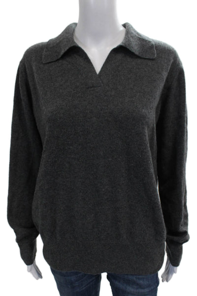 Saks Fifth Avenue Women Pullover Sweater Cashmere Gray Long Sleeve Size XL