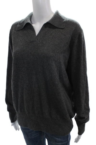 Saks Fifth Avenue Women Pullover Sweater Cashmere Gray Long Sleeve Size XL