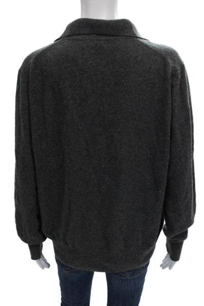 Saks Fifth Avenue Women Pullover Sweater Cashmere Gray Long Sleeve Size XL