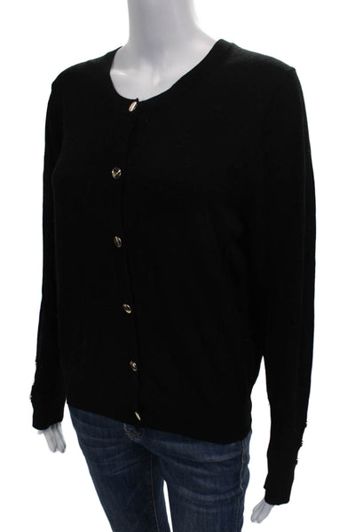 Zara Knit Womens Cardigan Black Viscose Long Sleeve Round Neck Size 2XL