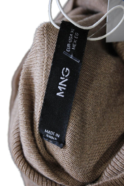MNG Womens Beige Turtleneck Pullover Sweater Long Sleeve Polyester Size XL