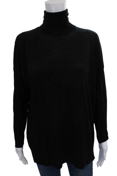 Zara Women Turtleneck Black Lyocell Pullover Sweater Long Sleeve Size M