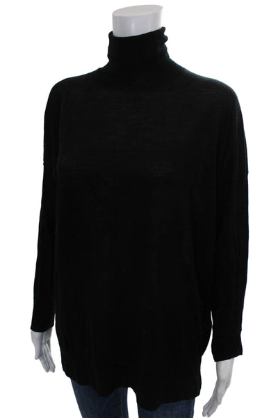 Zara Women Turtleneck Black Lyocell Pullover Sweater Long Sleeve Size M