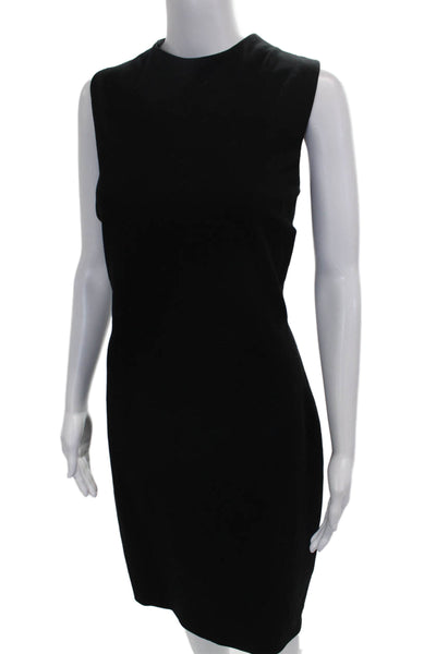 Tahari Women Sheath Black Rayon Knee Length Dress Sleeveless High Neck Size 12