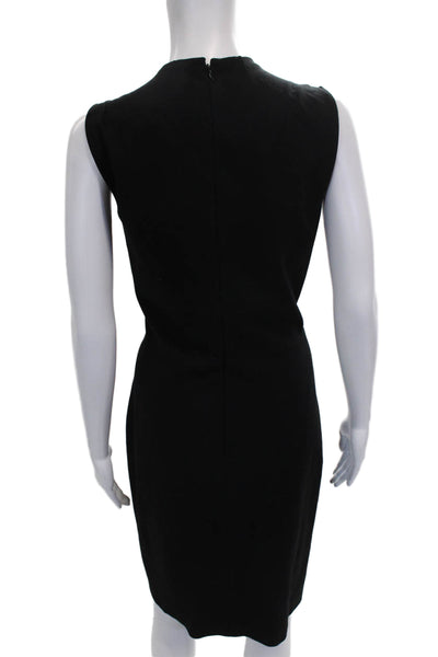 Tahari Women Sheath Black Rayon Knee Length Dress Sleeveless High Neck Size 12