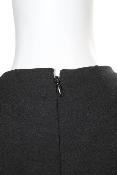 Tahari Women Sheath Black Rayon Knee Length Dress Sleeveless High Neck Size 12