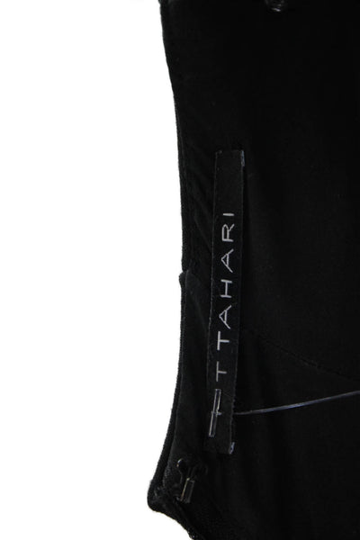 Tahari Women Sheath Black Rayon Knee Length Dress Sleeveless High Neck Size 12