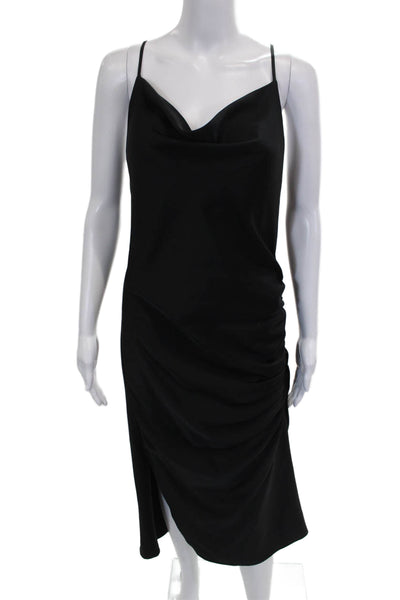 Zara Basic Women Slip Dress Black Cowl Neck Sleeveless Polyester Size L