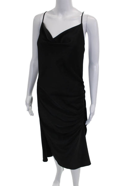 Zara Basic Women Slip Dress Black Cowl Neck Sleeveless Polyester Size L