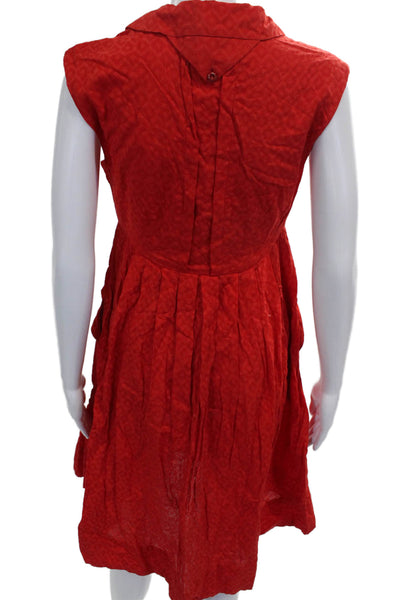 9-H15 STCL Womens Red Cotton Geometric Sleeveless Shirt Dress Size 00