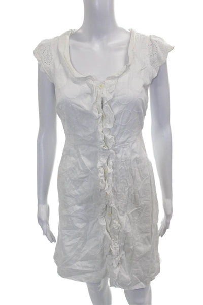 Moulinette Soeurs Anthropologie Womens Sheath Dress White Scoop Neck Size 6