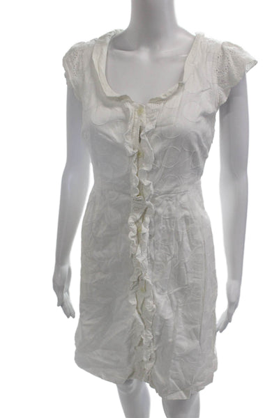 Moulinette Soeurs Anthropologie Womens Sheath Dress White Scoop Neck Size 6