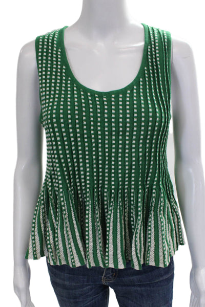 Moth Womens Basic Green Geometric Cotton Scoop Neck Sleeveless Tank Size PM
