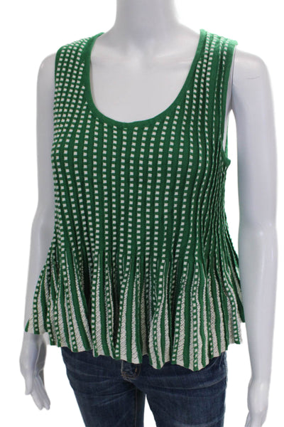 Moth Womens Basic Green Geometric Cotton Scoop Neck Sleeveless Tank Size PM