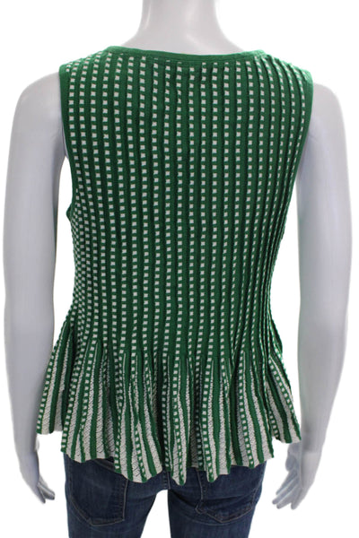 Moth Womens Basic Green Geometric Cotton Scoop Neck Sleeveless Tank Size PM