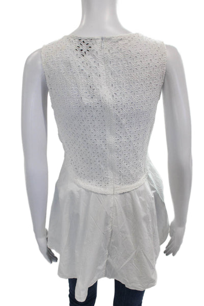 HD In Paris Womens Sleeveless Floral V Neck Cotton Blouse Size S