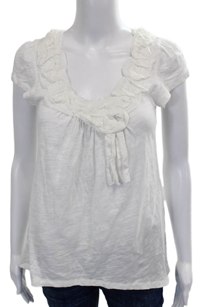 Anthropologie Womens White Cotton Scoop Neck Sleeveless Basic Blouse Size XS