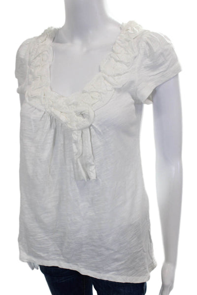Anthropologie Womens White Cotton Scoop Neck Sleeveless Basic Blouse Size XS