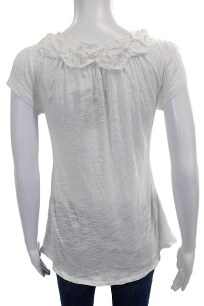 Anthropologie Womens White Cotton Scoop Neck Sleeveless Basic Blouse Size XS