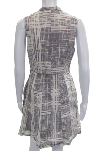 Maeve Anthropologie Womens Romper Sleeveless V-Neck Gray Check Button Size 6