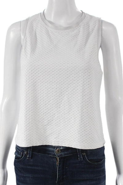 Koral Women Basic Sleeveless Tank Geometric Round Neck White Size S