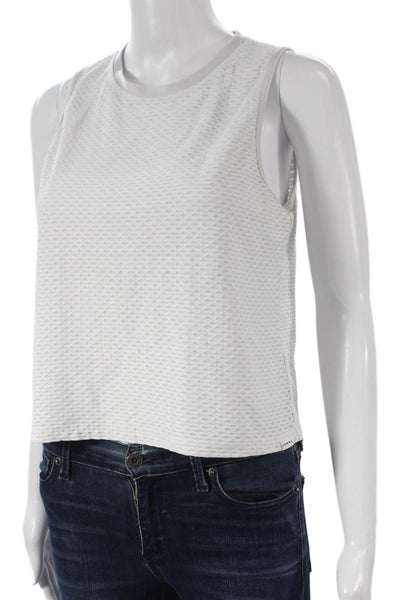 Koral Women Basic Sleeveless Tank Geometric Round Neck White Size S