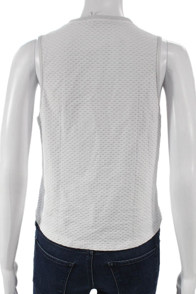 Koral Women Basic Sleeveless Tank Geometric Round Neck White Size S