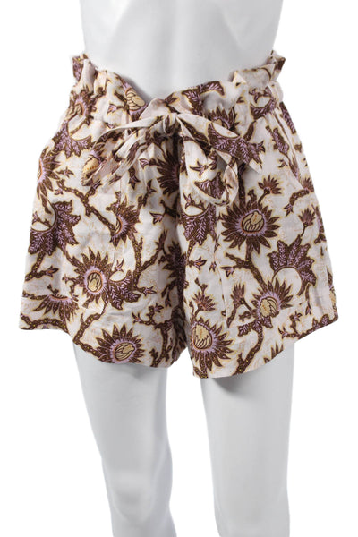 ALC Women Paperbag Floral Linen Tie Waist Shorts Size 2