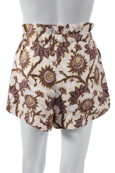 ALC Women Paperbag Floral Linen Tie Waist Shorts Size 2