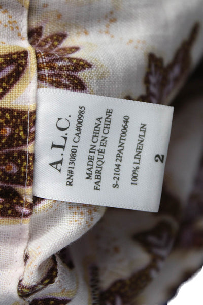 ALC Women Paperbag Floral Linen Tie Waist Shorts Size 2