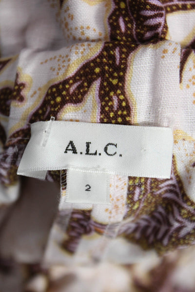 ALC Women Paperbag Floral Linen Tie Waist Shorts Size 2