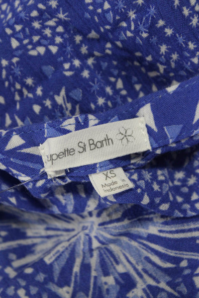 Poupette St. Barth Womens Shift Dress Blue V Neck Cap Sleeve Size XS