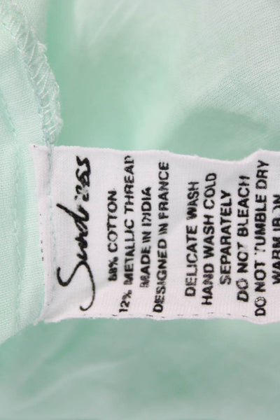 Sundress Women Green Floral Cotton Midi Sleeveless Scoop Neck Size One Size