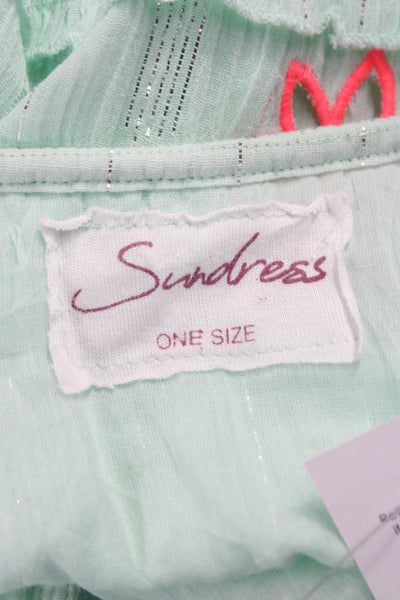 Sundress Women Green Floral Cotton Midi Sleeveless Scoop Neck Size One Size