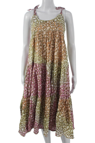 Juliet Dunn Women Sundress Multicolor Cotton Animal Print Square Neck Size 1
