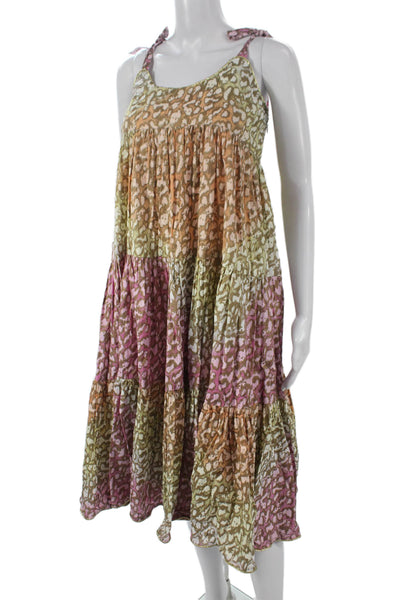 Juliet Dunn Women Sundress Multicolor Cotton Animal Print Square Neck Size 1