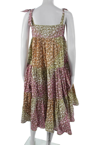 Juliet Dunn Women Sundress Multicolor Cotton Animal Print Square Neck Size 1