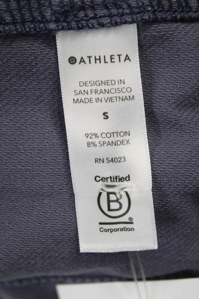 Athleta Women Blue Camo Cotton Crew Neck Pullover Long Sleeve Size XS