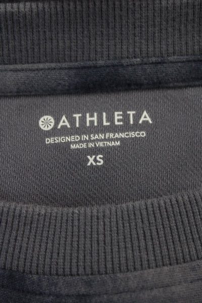 Athleta Women Blue Camo Cotton Crew Neck Pullover Long Sleeve Size XS