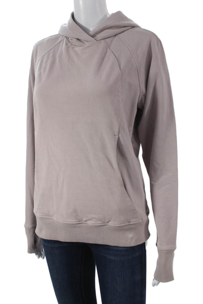 Lululemon Women Beige Cotton Blend Pullover Hoodie Long Sleeve Size 4