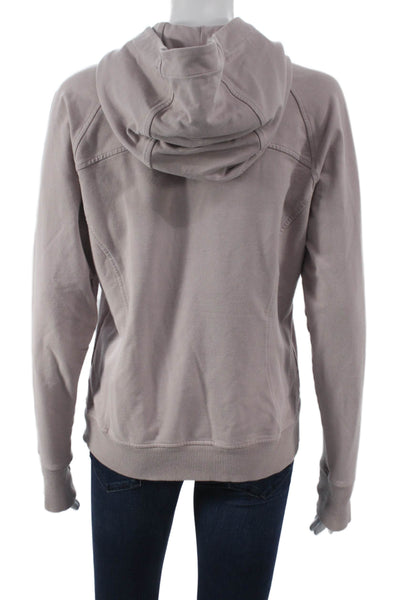 Lululemon Women Beige Cotton Blend Pullover Hoodie Long Sleeve Size 4
