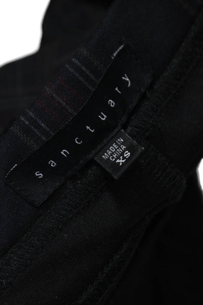 Sanctuary Womens Ankle Pants Black Plaid Polyester Pull On Size XS
