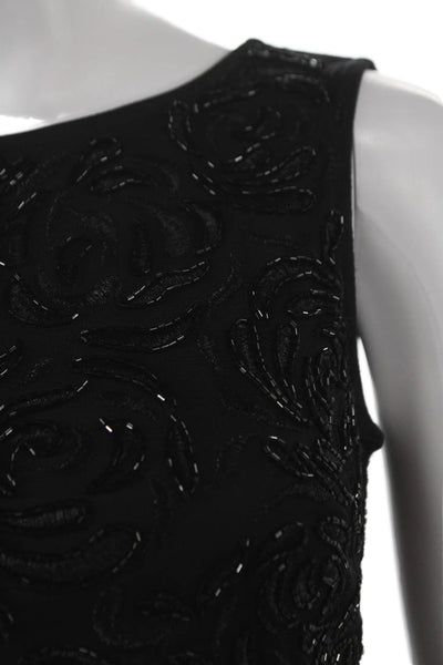 Aidan Mattox Women Sheath Dress Black Floral Knee Length Size 0