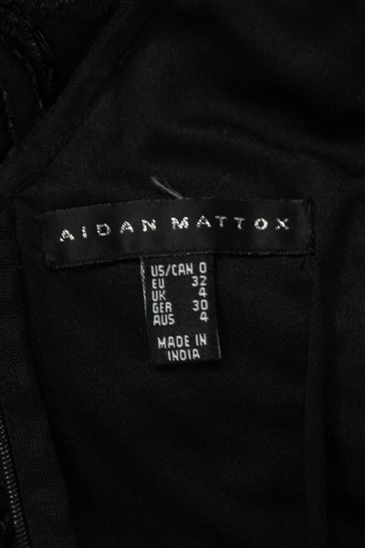 Aidan Mattox Women Sheath Dress Black Floral Knee Length Size 0