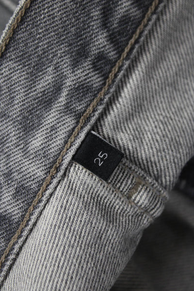 Goldsign Womens Straight Jeans Gray High Rise Button 100% Cotton Size 25