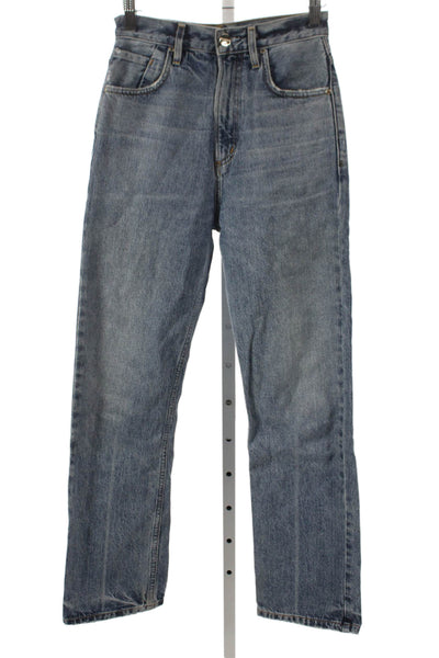 Gold Sign Womens Straight Jeans Blue High Rise Button Size 24