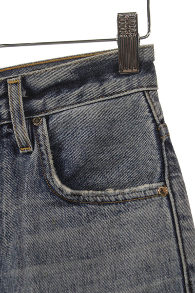 Gold Sign Womens Straight Jeans Blue High Rise Button Size 24