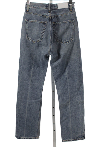 Gold Sign Womens Straight Jeans Blue High Rise Button Size 24