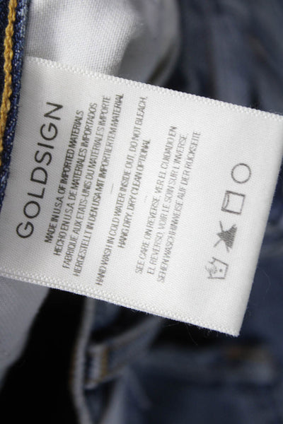 Gold Sign Womens Straight Jeans Blue High Rise Button Size 24